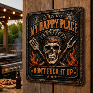 Grill Master Happy Place Metal Sign — Name Personalized - Personalized Metal Sign 2f91add7-7b61-4850-bcf0-6e53aff0b4e3.jpg