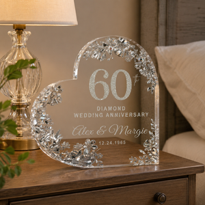 Custom 60th Anniversary Acrylic Block Diamond Wedding Table Decor, Anniversary Gift , Diamond Anniversary , Gift For Couple