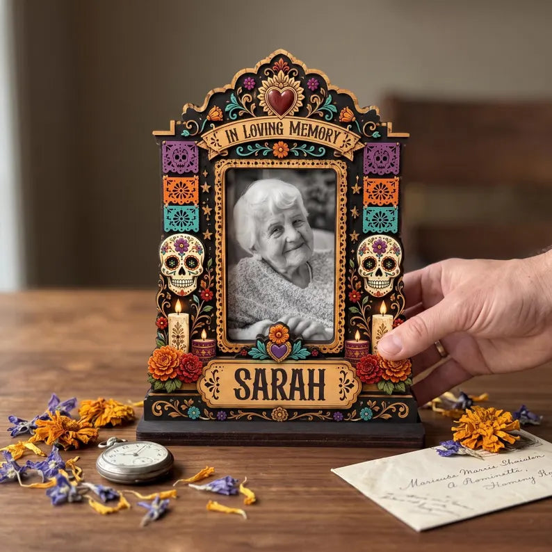 Personalized Día de los Muertos Memorial Photo Frame, Custom Ofrenda Altar Shrine Wooden Frame, Sugar Skull Remembrance Gift, Altar Keepsake 2fc752a5-e645-4087-be8f-548e0eaefcde-GFTGFGGGFF-5-.webp