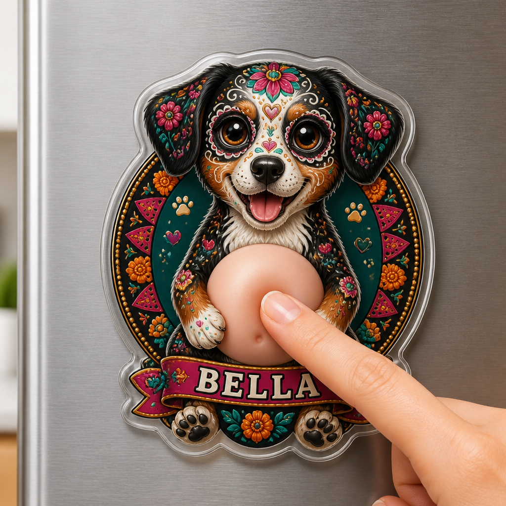 Custom Sugar Skull Pet Portrait Fridge Magnet with Name - Personalized Acrylic Refrigerator Magnet - Soft Rubber Belly 2fc84ad5-dd31-4f80-88b0-15bb090d5a49.png