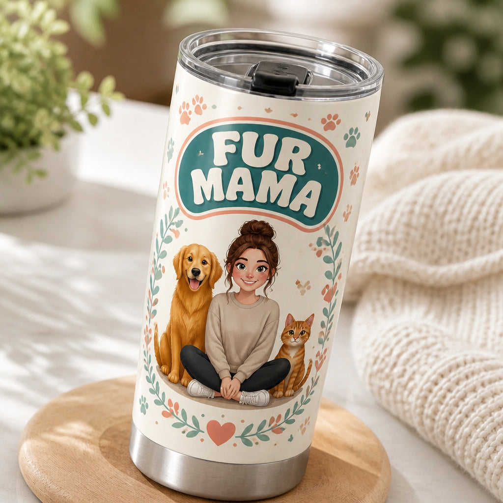 Fur Mama Cartoon Portrait Tumbler - Personalized Tumbler 2fe411e7-04c0-4acb-b204-5c6870a25f36.jpg