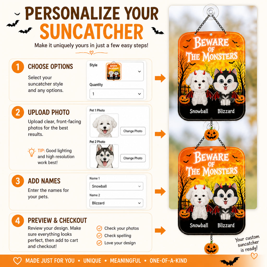 Halloween Beware of the Monsters Pet Garden Flag – Custom Cartoon Portraits - Personalized 1 Layered Suncatcher with Charm 2fe67075-9c8c-490d-a022-de040cb2bc21.jpg
