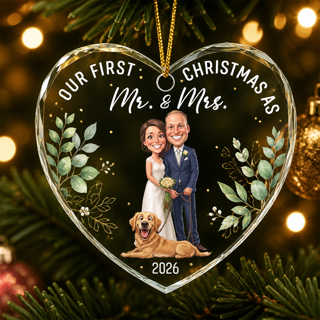 Our First Christmas as Mr. & Mrs. – Custom Portrait Heart Acrylic Ornament - Personalized Transparent Acrylic Ornament 2ffe381a-6992-4013-a8d3-c3ce3b5dbc23.png
