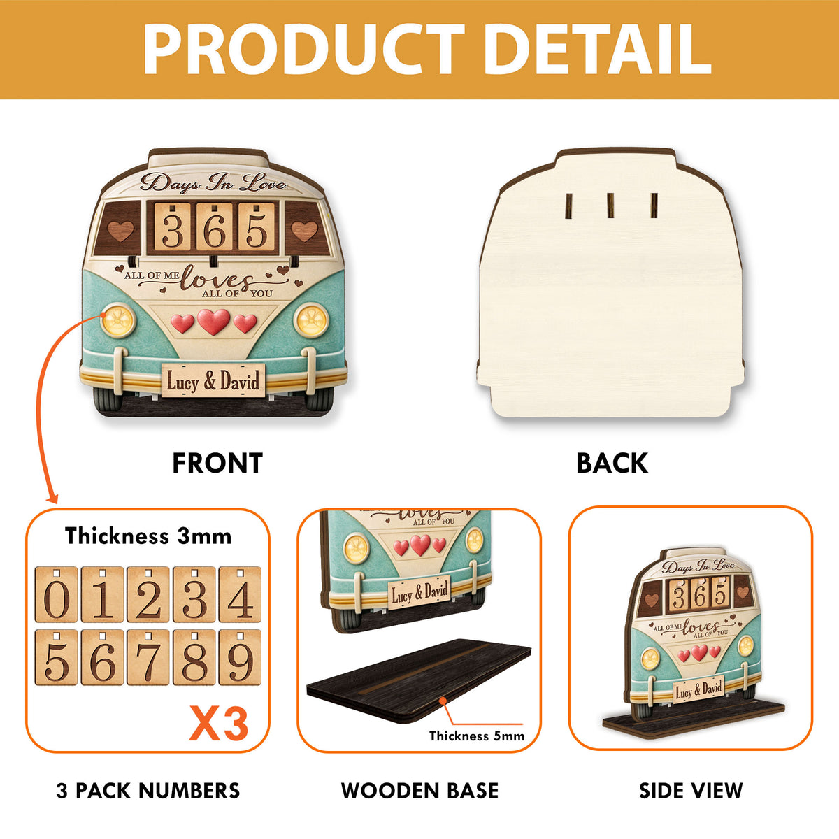 Days In Love Personalized Wooden Love Day Tracker Sign For Couple