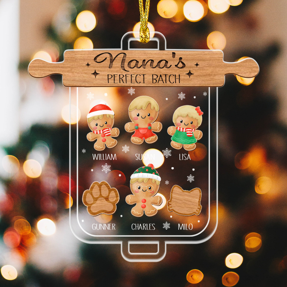 Nana's Perfect Batch - Personalized Wood & Acrylic Ornament - Christmas Gift For Grandma