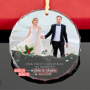 Our First Christmas As Married - Custom Crystal Ornament - Wedding Christmas Gift, Anniversary Gift for Christmas, Married Crystal Ornament