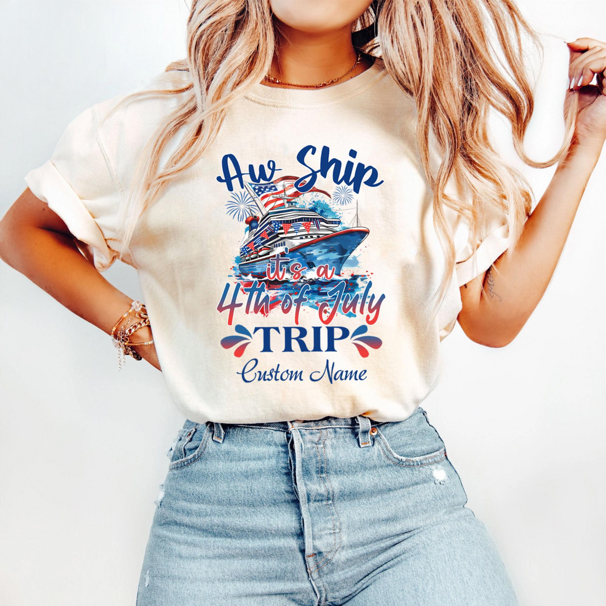 Personalized 4th of July Cruise Trip Shirt, Custom Name Shirt, Cruise Lover Gift, 4th of July Cruise Matching Cruise Fourth of July Matching