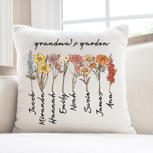 Grandma's Garden - Personalized Pillow - Gift For Grandma