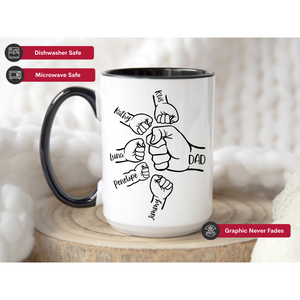 Father & Kids Fist Bump - Personalized Mug - Gift For Father