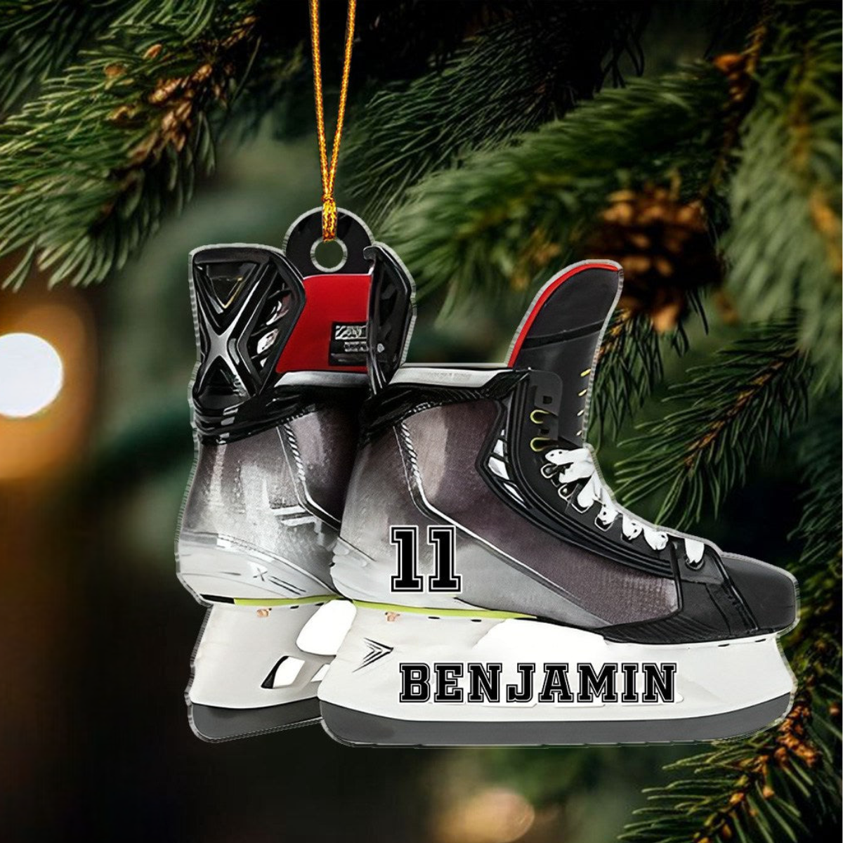 Hockey Skates - Personalized Acrylic Ornament - Christmas Gift For Ice Hockey Lovers