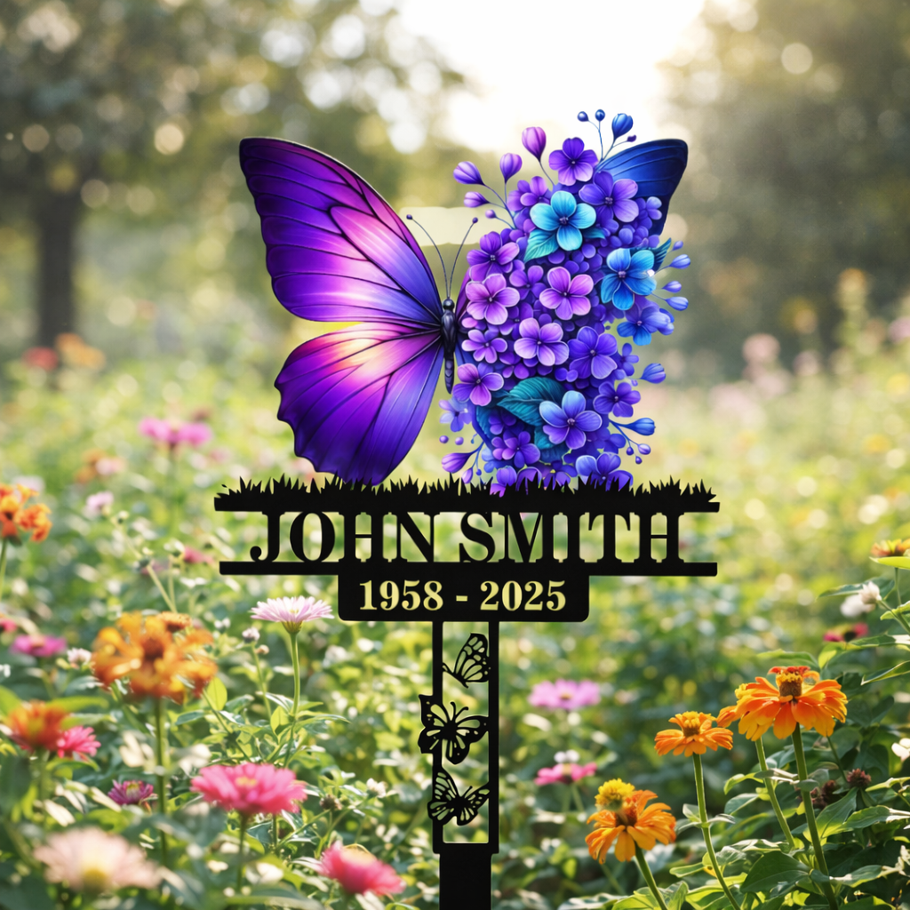 Custom Butterfly Memorial Stake,Personalized Memorial Metal Stake,Remembrance Stake,Sympathy Gift,Outdoor Grave Marker, In Loving Memorial