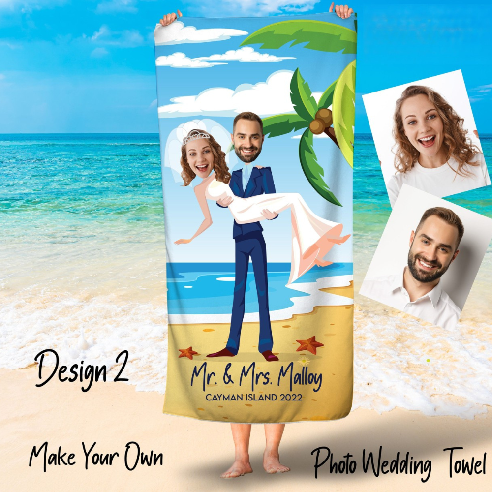 Your Face Wedding Beach Towels, Couples Beach Towels, Mr& Mrs Towels, Just Married Towel, Funny Bridal Shower, Beach Towels, Destination Wedding
