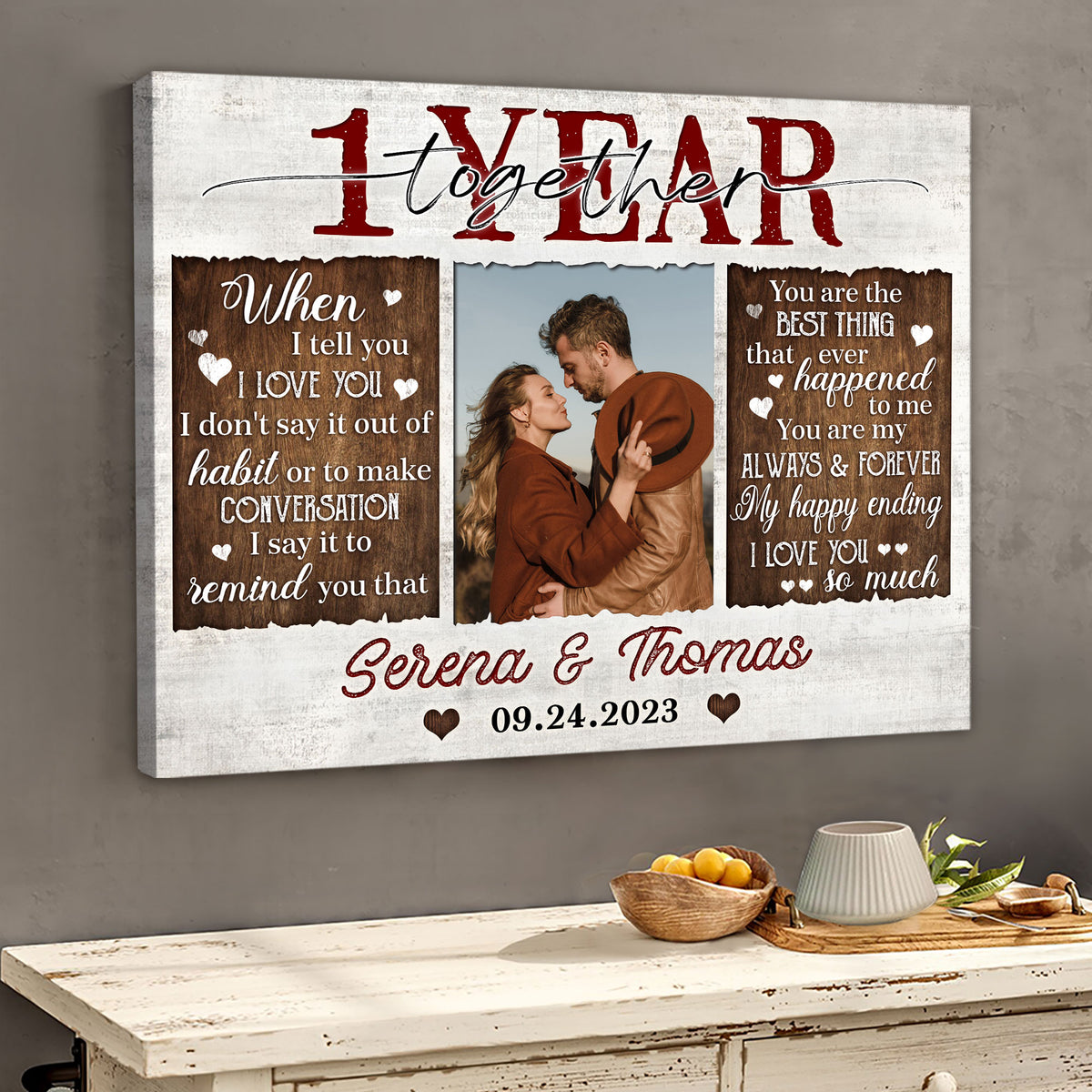 Unique 1 Year Anniversary Gift Custom Canvas Print, Gift For Couple, Anniversary Gifts, Valentine's Day Gift
