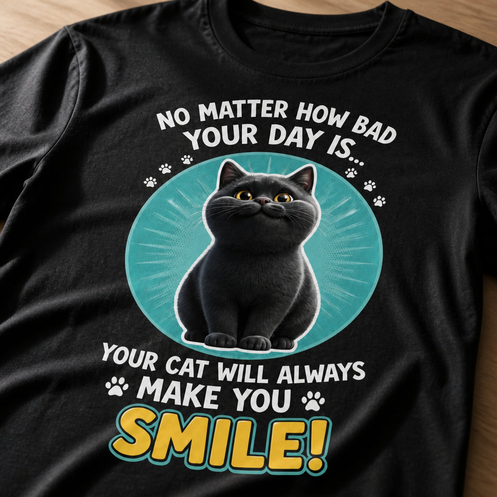 Custom Cat Smile Day Photo Cartoon T‑Shirt - Personalized T-shirt 30165f5c-5e31-469b-a7a1-dc3651c516da.jpg