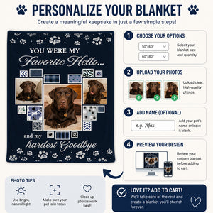 Pet Memorial Photo Blanket - "Favorite Hello, Hardest Goodbye" (3 Photos) - Personalized Blanket 301a8967-39a2-4827-9bb7-5224dd81a992.jpg