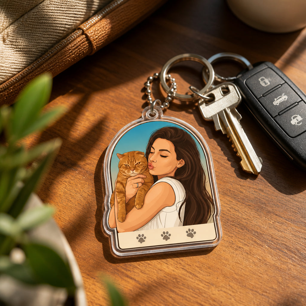 Custom Pet Portrait Acrylic Keychain – Illustrated From Your Photo - Personalized Acrylic Keychain 3021b66e-0504-4a9e-892e-ba2d04b5bea7.jpg