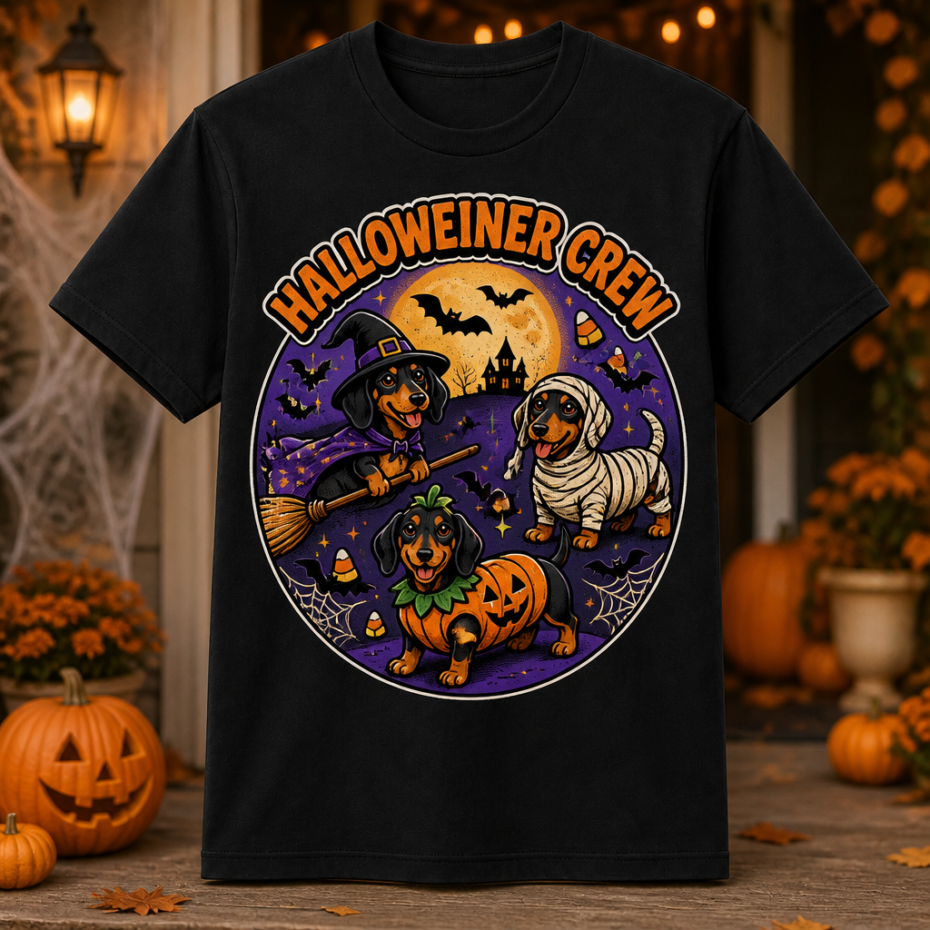 Halloweiner Crew Dachshund Tee - T-shirt 302416f6-2229-4a7d-a820-41385b3b8ace.png