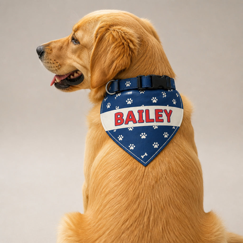 Custom Pet Name Paw-Print Bandana - Personalized Pet Bandana Collar With Adjustable Buckle 30690dd9-9adc-4639-8aac-3c9a45b6fd1e.jpg