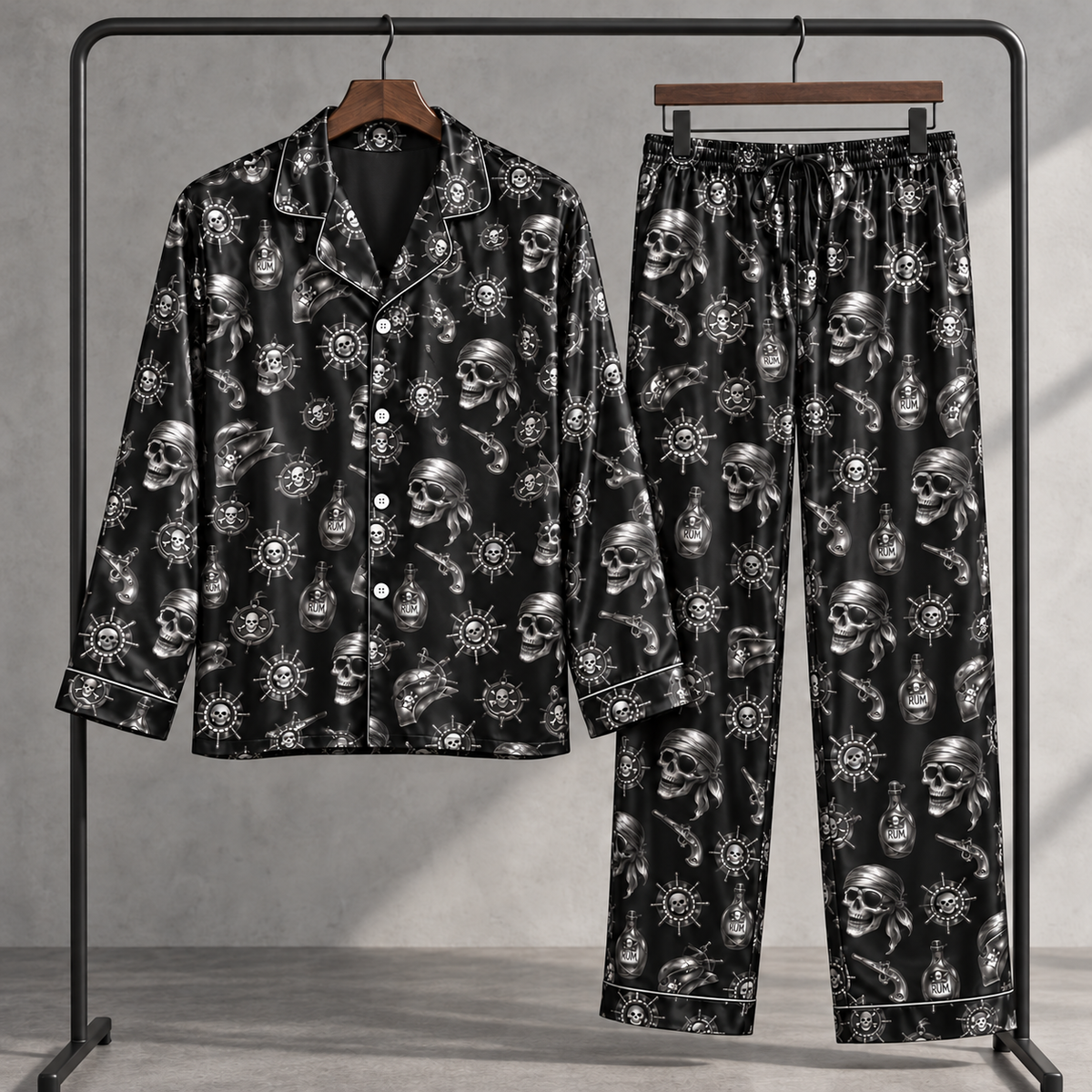 Cool Pirate Skull Pajama Set, Black Satin with Nautical Crossbones Print, Gothic Sleepwear with Pocket, Short & Long Sleeve, Gift For Hims 307ca874-0e37-43ad-88cb-37349adb7de4--o-ng-satin-en-kh-ng-t-i-ng-c-4.png