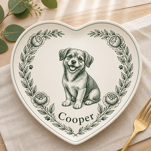Personalized Pet Name Heart Plate – Botanical Wreath - Personalized Personalized Ceramic Plate 30a33a5d-46a5-4159-8b17-0873c71d141b.png