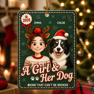 A Girl & Her Dog — Custom Cartoon Portrait Aluminum Ornament - Personalized Aluminum Ornament 30d88182-a022-4909-a03a-2cfc05a5dd5f.png