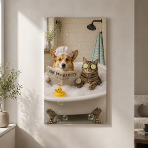 Funny Bathroom Pet Canvas – The Paw Gazette Tub Time - Canvas 30e169ac-b480-4f1d-a3fc-864e13b345e6.png