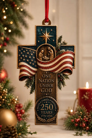 America Wood 2D Ornament, Faith Family Freedom, Patriotic Cross Decor, One Nation Under God, American Flag Ornament, Xmas Gift 30e46150-ff8a-452f-8eb3-d785c6bf2216-ghgh-6-.webp
