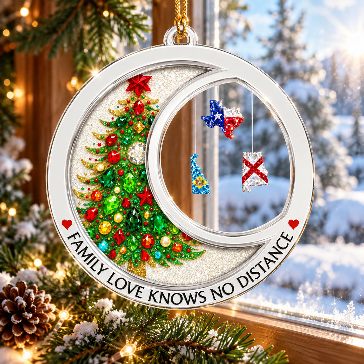 The Rhinestone Family Love Knows No Distance- Personalized Acrylic Ornament - Christmas Acrylic Ornament 30f0c38b-37db-4613-b303-8c084b3247e2-2.jpg
