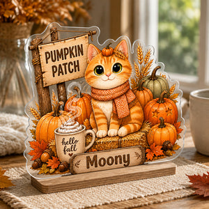 Autumn Pumpkin Patch Cat - Custom Name Table Sign - Personalized Custom Shape Acrylic Table Sign 30f223a0-16c5-4f2f-87d6-1ee0133a8427.jpg