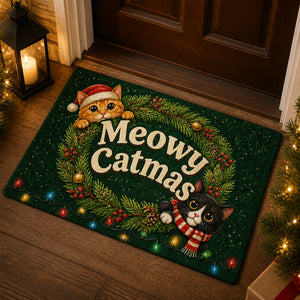 Meowy Catmas Holiday Cats Doormat – Wreath Edition - Doormat 30f91d3e-a712-4359-8fc0-0584ffae524e.jpg