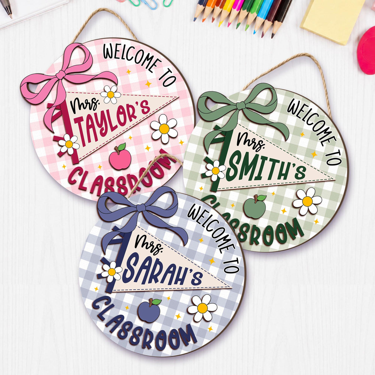 Personalized Teacher Name Door Sign, Custom Teacher Pennant Flag Sign, Teacher Door Hanger, New Teacher Gifts, Custom 3D Teacher Name Sign 30ff472a-56f3-4268-b037-89615822d65a-3.jpg