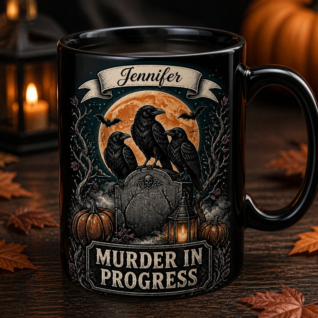 Murder In Progress Crow Mug – Personalized Name - Personalized Mug 31199967-0549-4fc9-8fa3-70e398dace12.jpg