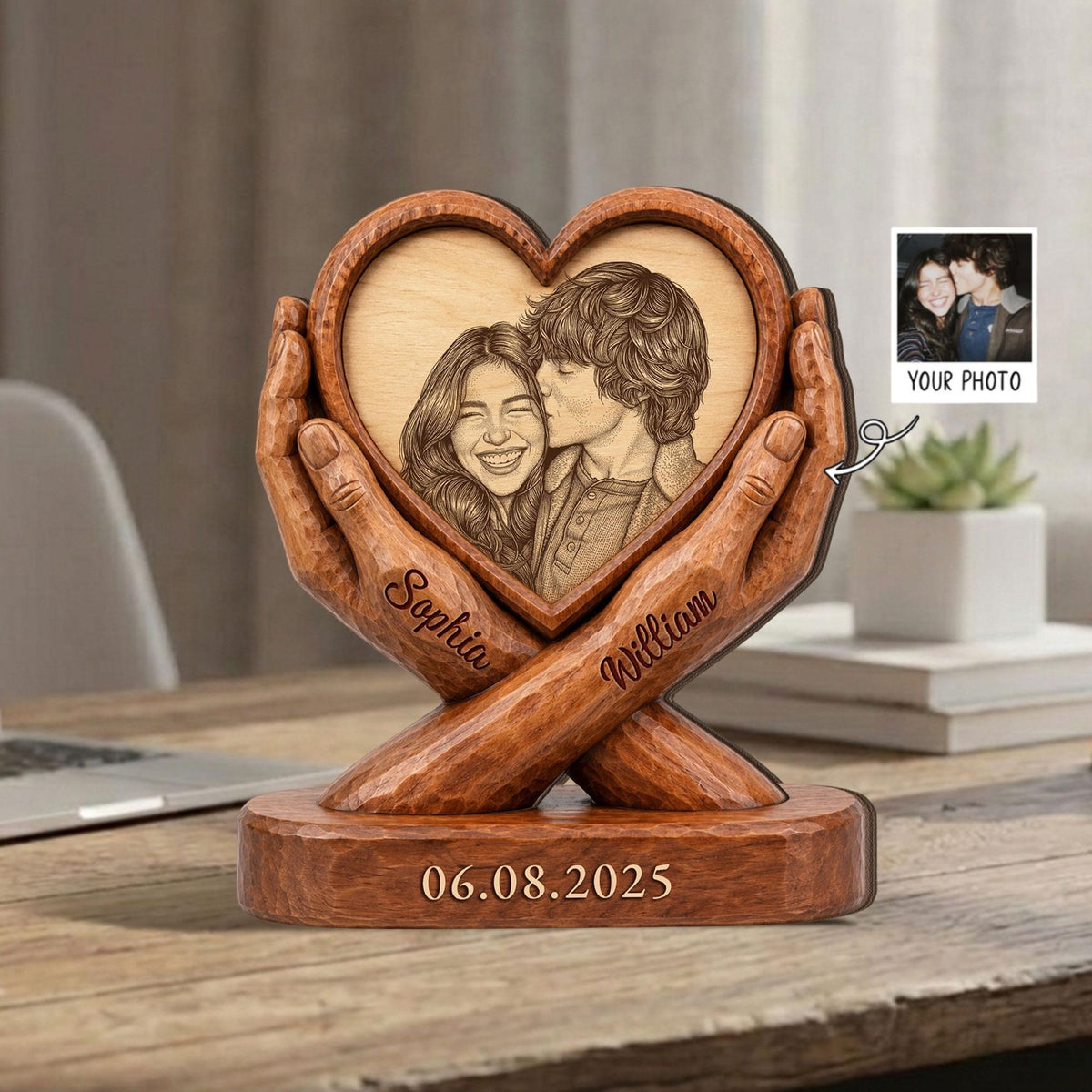 Personalized Photo Couple Wooden Plaque, Custom Image & Couple Name Sign, Wedding Anniversary Gift Block, Engagement Gift, Gift For Husband 31207a07-901e-41d4-b7e7-157c05a89afc-1.jpg
