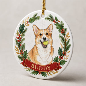 Custom Watercolor Pet Portrait Ornament with Wreath & Name - Personalized Aluminum Ornament 31717605-5d41-4190-9a6e-fc31ccfb78f6.jpg
