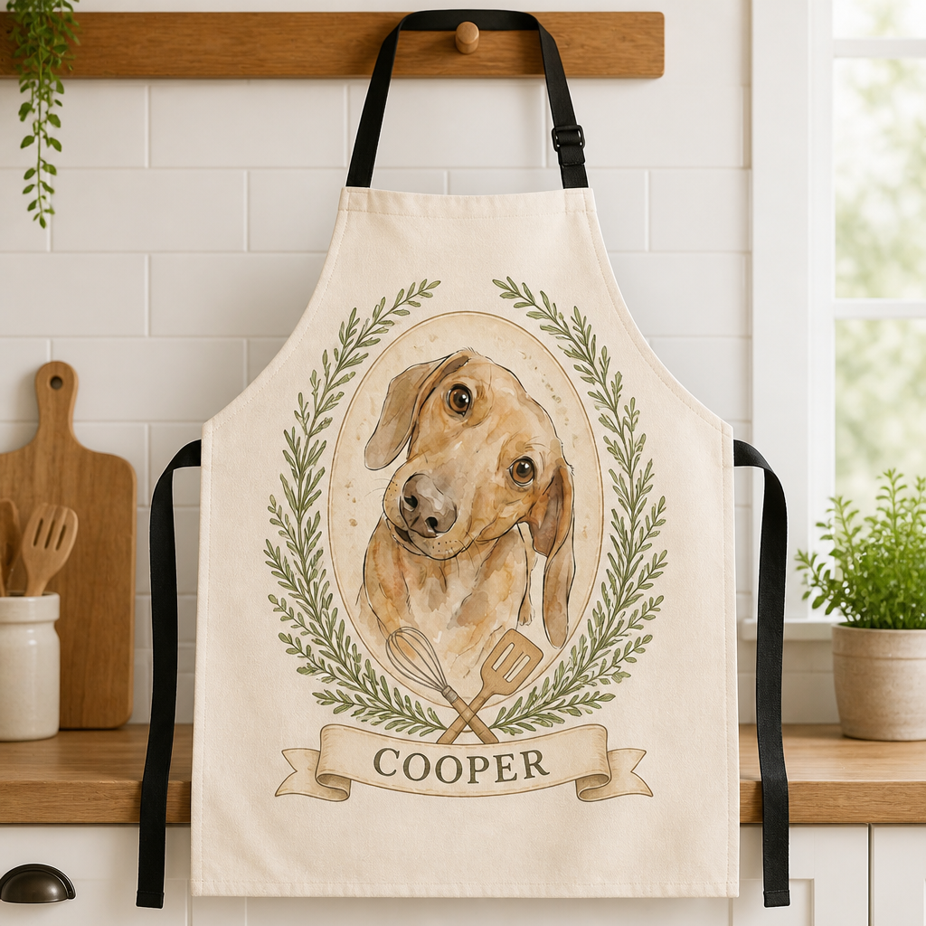Custom Watercolor Pet Portrait Apron - Personalized Apron 31771bd3-9695-40ca-8317-73625406aa0d.png