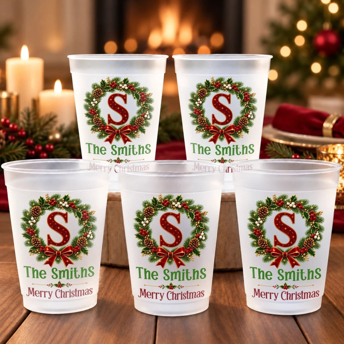 Custom Initial Family Name Christmas Gifts for Families - Personalized Plastic Cups - Christmas Drinkware For Party 3179a17e-78c1-4335-95aa-b7e7b6c7e750-1.jpeg
