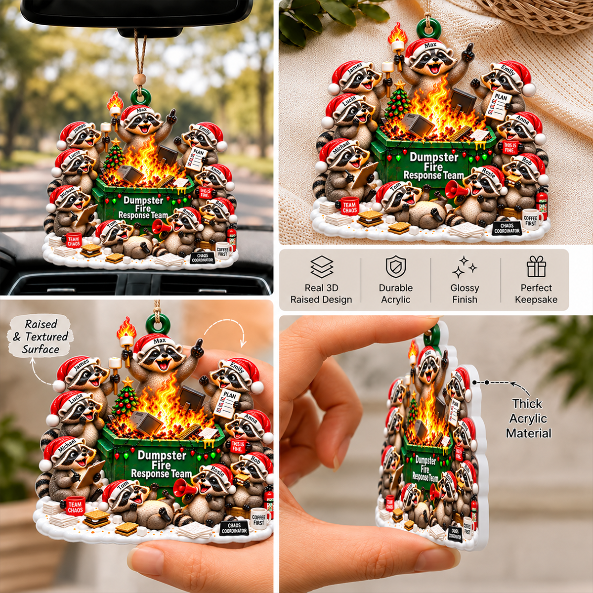 Dumpster Fire Response Team Funny Raccoons - Real 3D Raised Ornament Christmas Gift For Colleagues, Coworkers, Boss 319130ad-f099-4b9b-b5f6-fa193e5e91cf-5.png
