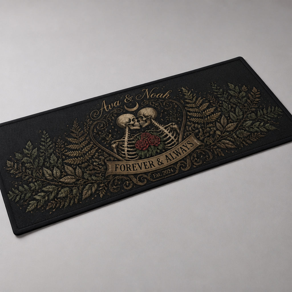 Forever & Always Gothic Botanical Couple Table Runner — Personalized Names & Year - Personalized Table Runner 31a1209a-cf70-4cc9-9402-969a6aaa98f2.jpg