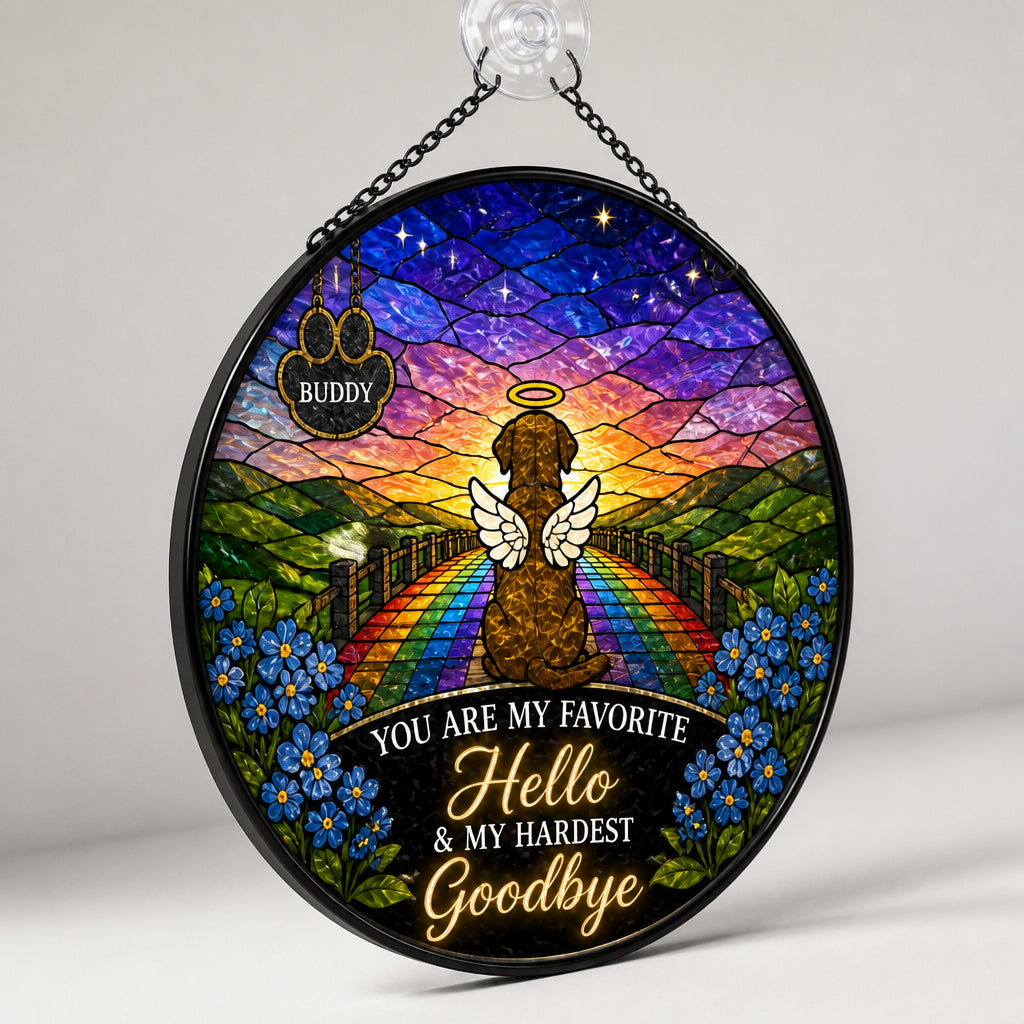 Stained Glass Pet Memorial Suncatcher – Favorite Hello, Hardest Goodbye - Personalized Suncatcher Stained Glass 31b01a1e-c12e-4610-8946-b85b3976bb99.jpg