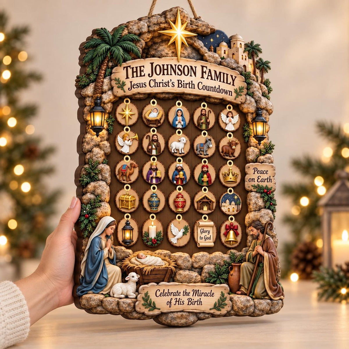 Personalized Nativity Advent Calendar: Custom Wood Christmas Countdown Sign with Hanging Ornaments 31bc0cf4-b282-4e50-bc47-bc1c52fcc9f0-il_1588xN.8573775725_365q.jpg