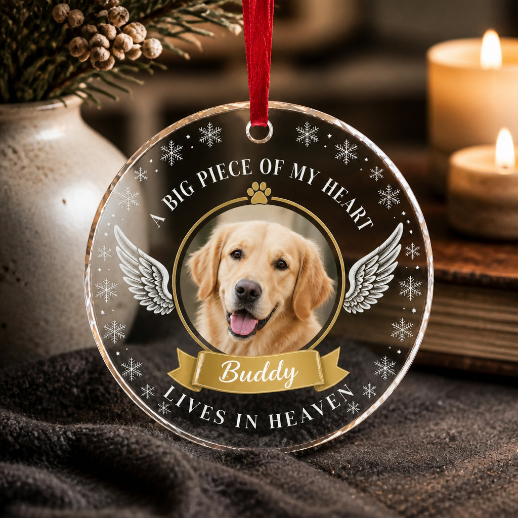Pet Memorial Photo Ornament — A Big Piece of My Heart Lives in Heaven - Personalized Transparent Acrylic Ornament 31be1065-153c-4274-93b6-4cb85a52adfb.jpg