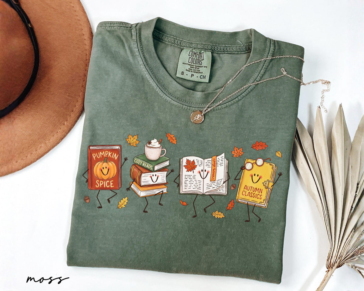 Comfort Colors Fall Book Doodle Characters Shirt, Cozy Autumn Reading Tee, Book Lover Gift, Thanksgiving Pumpkin Shirt, Fall Season Shirt 31c84239-3ba8-4db5-867a-a45da689e908-6.jpg