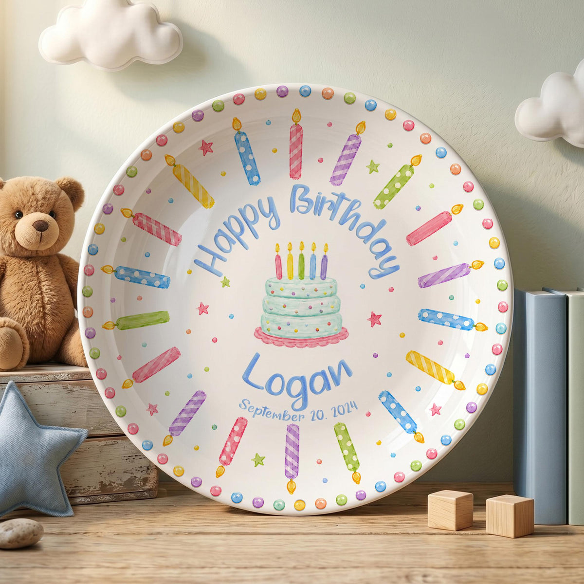 Personalized Birthday Plate, Custom Cake Candle Plate, Colorful Birthday, Kids Birthday Gift, Party Plate, Birthday Serving Tray 31c870ab-4701-4cd5-b7a8-87ee9863eef3-5.jpg