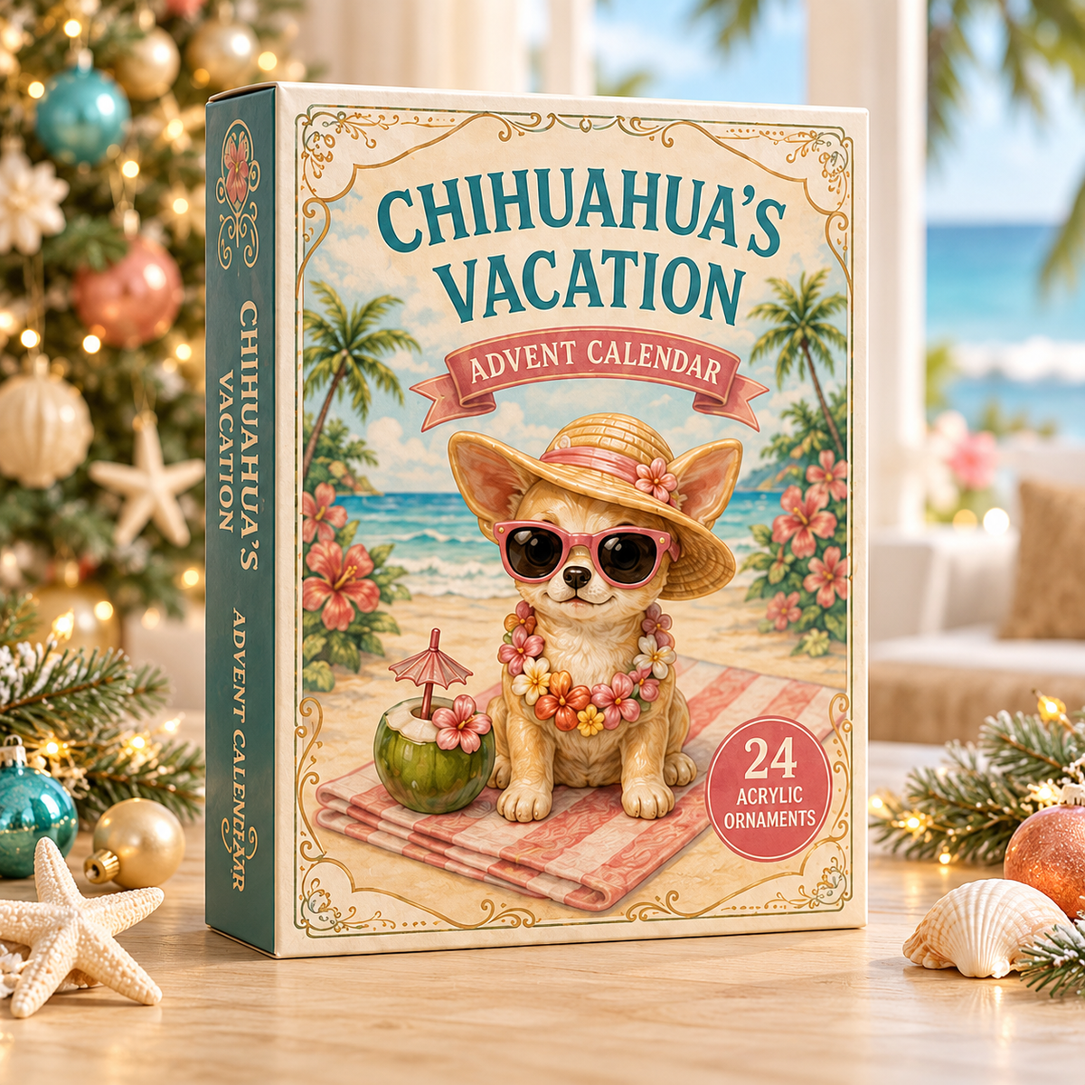 Chihuahua Beach Vacation Advent Calendar 2026 - 24-Day Festive Countdown, Acrylic Charms Blind Box - Gift For Dog Lovers 31d1de78-316e-4abb-ae6f-9102c6354810-chihuahua-box.png