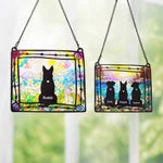Personalised Stained Glass Style Dog Silhouette Design Window Hanging Suncatcher Ornament with Name Sympathy Memorial Gift for Dog Lovers Owner