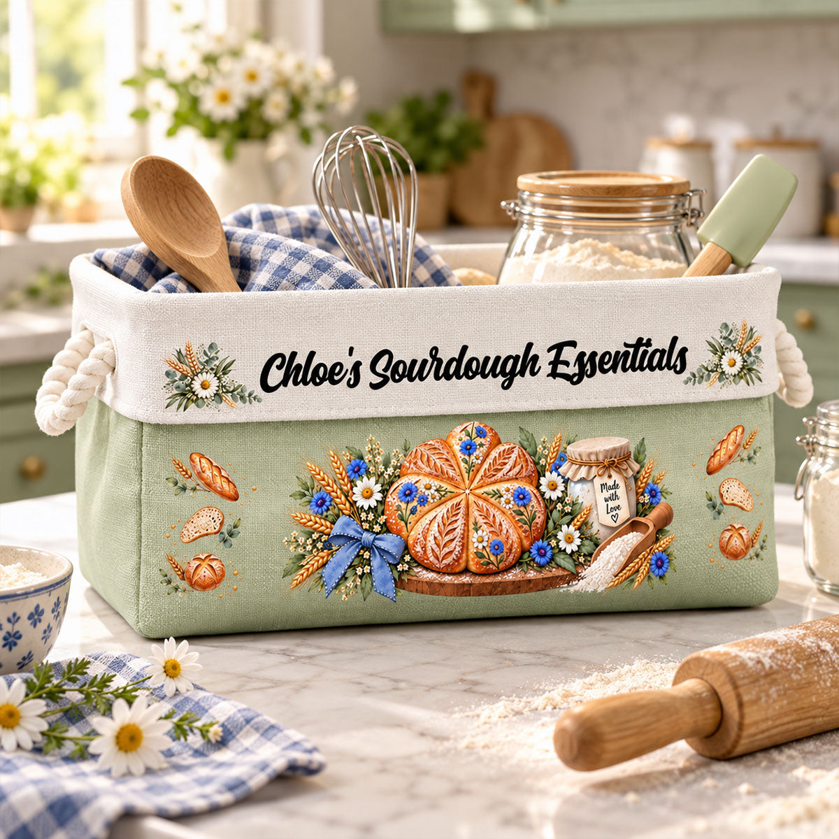 Custom Sourdough Baking Basket Gift For Sourdough Lovers - Personalized Storage Basket 31d70e71-7be8-4989-ae67-3385df1603d7-2.jpg