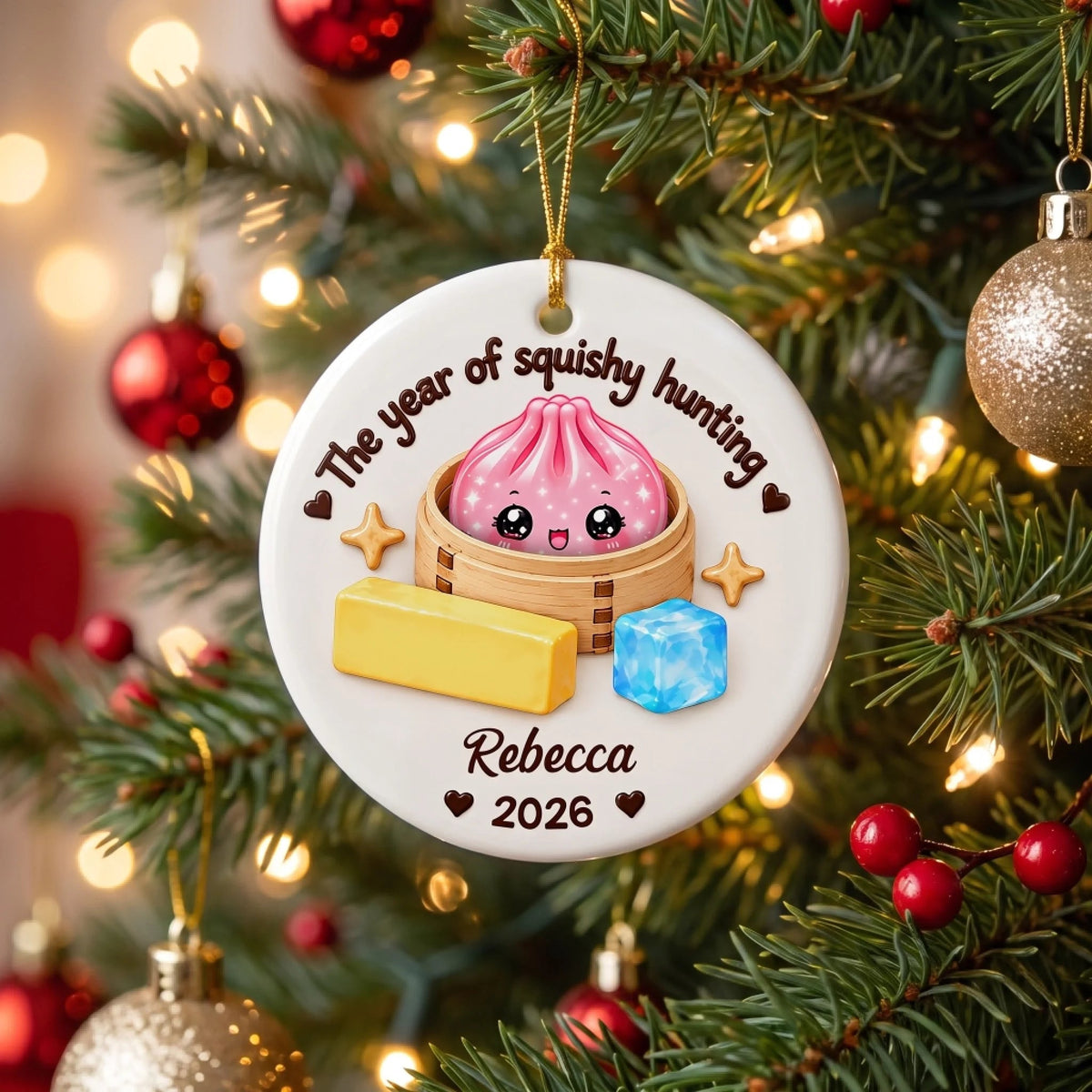 Squishy Dumpling 2026 Christmas - Personalized Ceramic Ornament, Viral Dumpling Squishy, Kids Christmas, Squishy Hunting Squishies, Butter Ornament 31d9fe76-7377-43b0-ae5b-e2f0b3c26876-6aac8cc4c8093.jfif