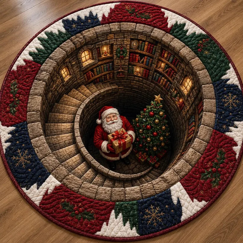 Santa Spiral Staircase 3D Round Rug, Christmas Optical Illusion Floor Mat, Non-Slip Xmas Home Decor, Christmas Gift for Family 31db5cbf-cf46-4f56-8eda-8dbb854e7709-gfdgf-1-.webp