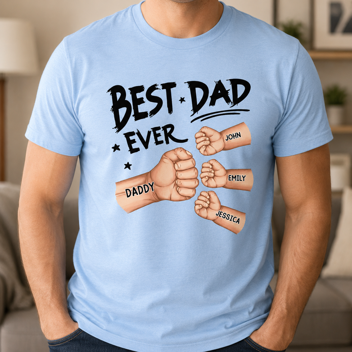 Best Dad Grandpa Ever Fist Bump - Personalized T-Shirt