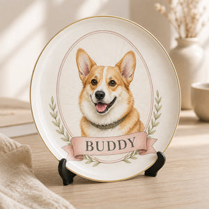 Custom Pet Portrait Ceramic Plate – Watercolor Cameo with Name - Personalized Personalized Ceramic Plate 323e7612-ff7d-436e-8fa9-4eb40760c582.jpg